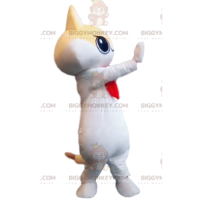 Costume de mascotte BIGGYMONKEY™ de chat blanc, beige et