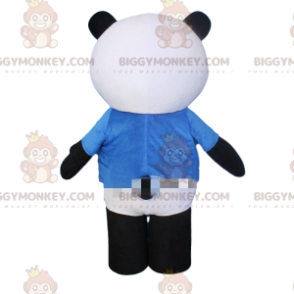 Traje de mascote BIGGYMONKEY™ de urso branco e preto, fantasia