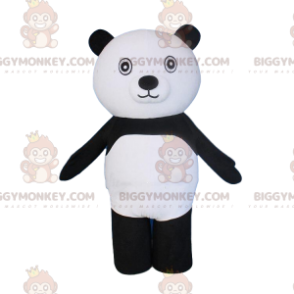 Traje de mascote BIGGYMONKEY™ de urso branco e preto, fantasia