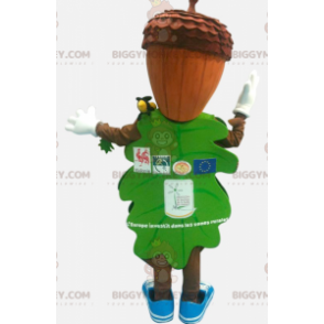 Costume da mascotte BIGGYMONKEY™ foglia verde con testa di