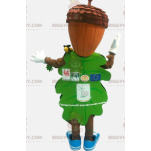 Green Leaf BIGGYMONKEY™ Mascot Costume with Acorn Head –