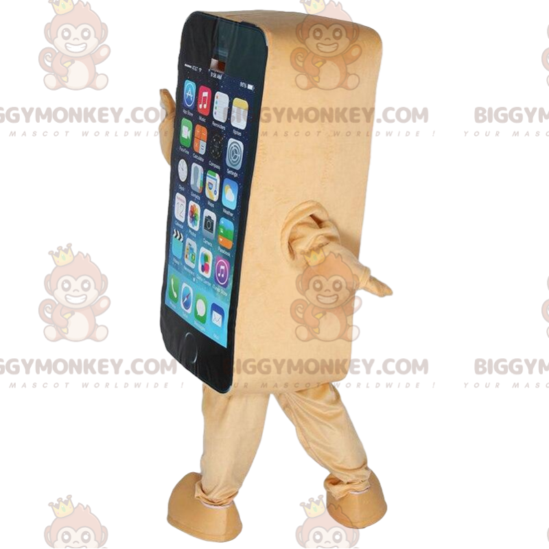 Beige smartphone BIGGYMONKEY™ mascot costume, cell phone