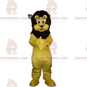 BIGGYMONKEY™ gele en zwarte leeuw mascotte kostuum, pluche