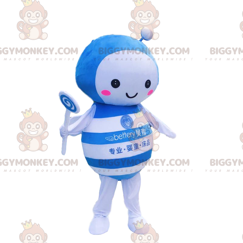 Disfraz de mascota de abeja azul y blanca BIGGYMONKEY™, disfraz