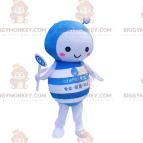 Traje de mascote de abelha azul e branca BIGGYMONKEY™, traje de