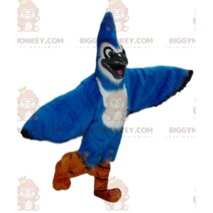 Blue Jay BIGGYMONKEY™ maskotdräkt, blå och vit fågeldräkt -