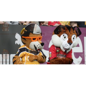 Duo de mascottes BIGGYMONKEY™ de tigre marron et blanc -