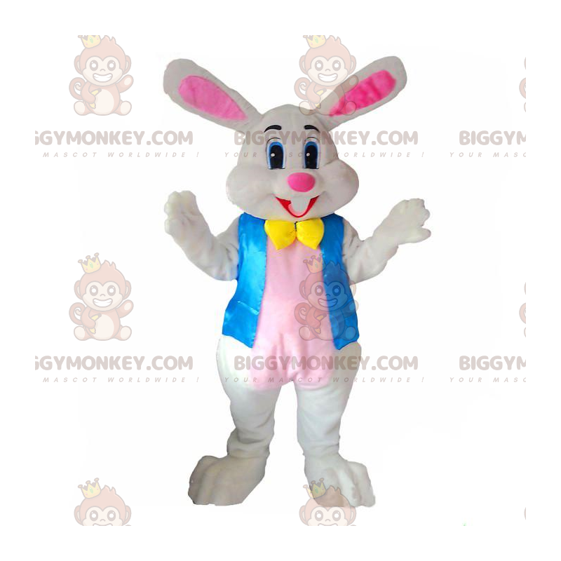 Costume de mascotte BIGGYMONKEY™ de lapin blanc et rose