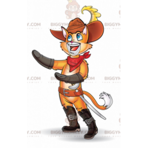 Costume de mascotte BIGGYMONKEY™ orange de chat botté -