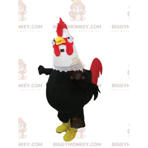 Costume de mascotte BIGGYMONKEY™ de coq noir, rouge et blanc