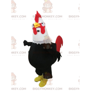 Costume da mascotte gigante nero, gallo rosso e bianco