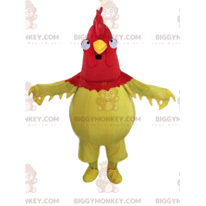 Costume de mascotte BIGGYMONKEY™ de coq jaune et rouge, costume