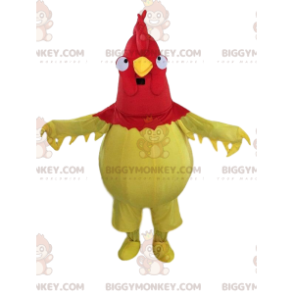 BIGGYMONKEY™ mascot costume of yellow and red rooster, giant