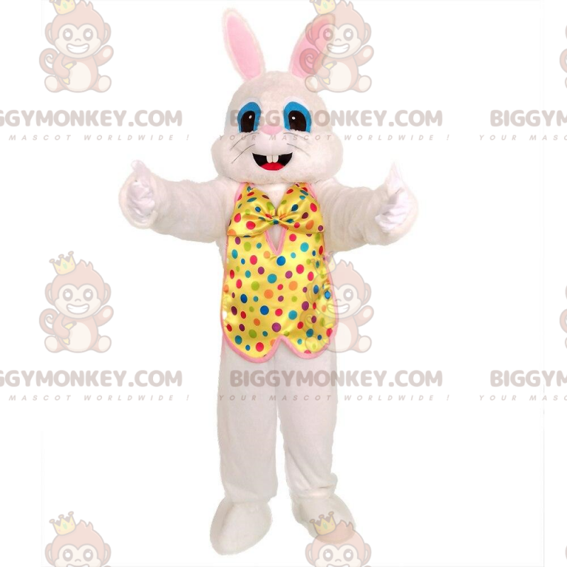 Weißer Hase BIGGYMONKEY™ Maskottchen-Kostüm mit festlichem