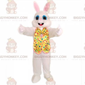 Costume de mascotte BIGGYMONKEY™ de lapin blanc avec une tenue