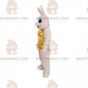 Wit konijn BIGGYMONKEY™ mascottekostuum met feestelijke outfit.
