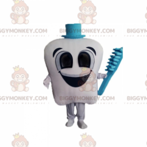 Gigantisk vit tand BIGGYMONKEY™ maskotdräkt, tanddräkt -