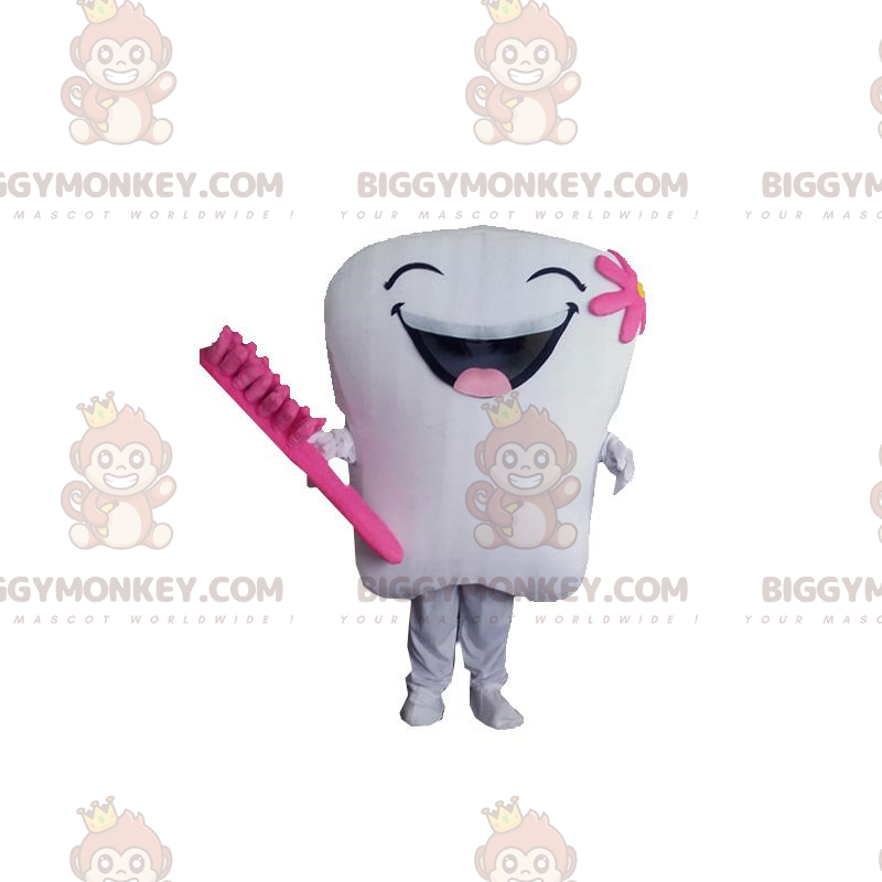 Costume da mascotte BIGGYMONKEY™ gigante bianco e rosa con