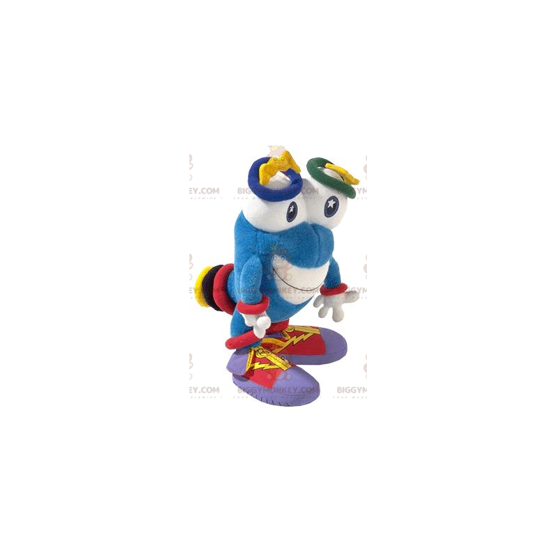 BIGGYMONKEY™ Disfraz de mascota de hombre azul con ojos grandes