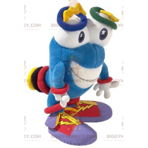 BIGGYMONKEY™ Costume da mascotte uomo blu con occhi grandi -