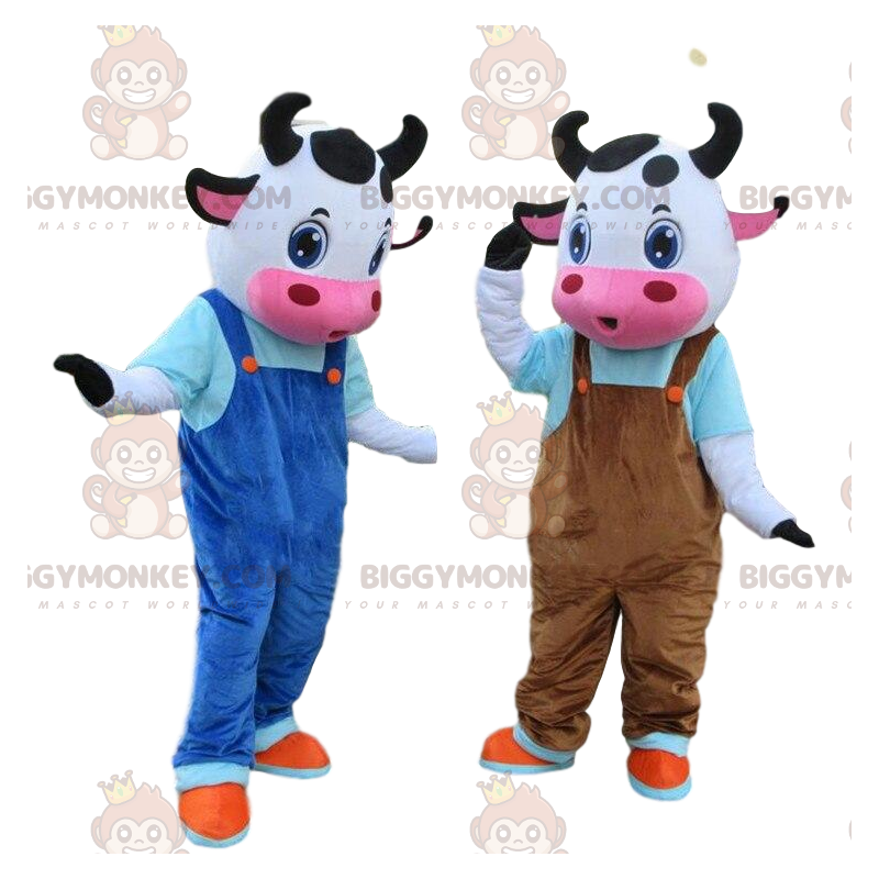 2 BIGGYMONKEY™s mascot cows dressed up, farm costumes –