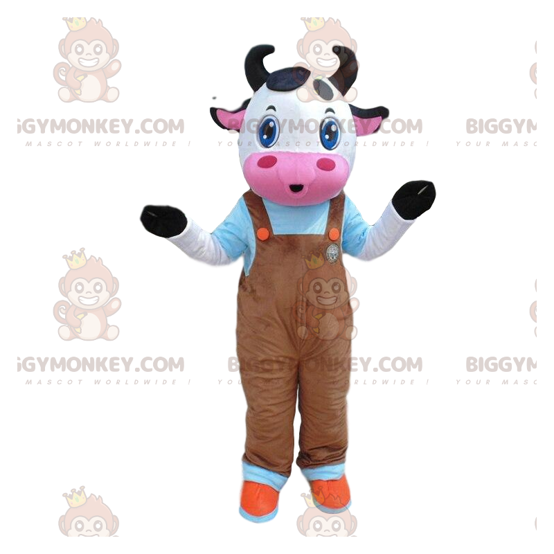 Cow BIGGYMONKEY™ maskotti pukeutunut, jättiläinen lehmä puku -