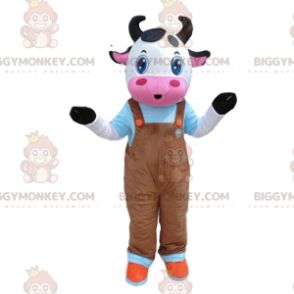 Traje de mascote de vaca BIGGYMONKEY™ vestido, fantasia de vaca