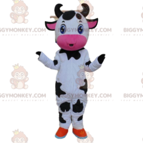 Costume de mascotte BIGGYMONKEY™ de vache blanche, noire et