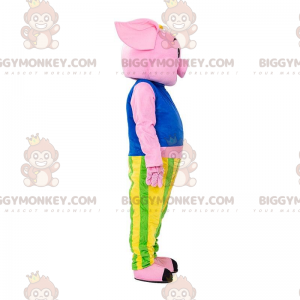 BIGGYMONKEY™ Pink grisemaskotkostume klædt i farverigt outfit -