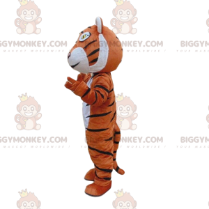 Orange, vit och svart tiger BIGGYMONKEY™ maskotdräkt, kattdräkt