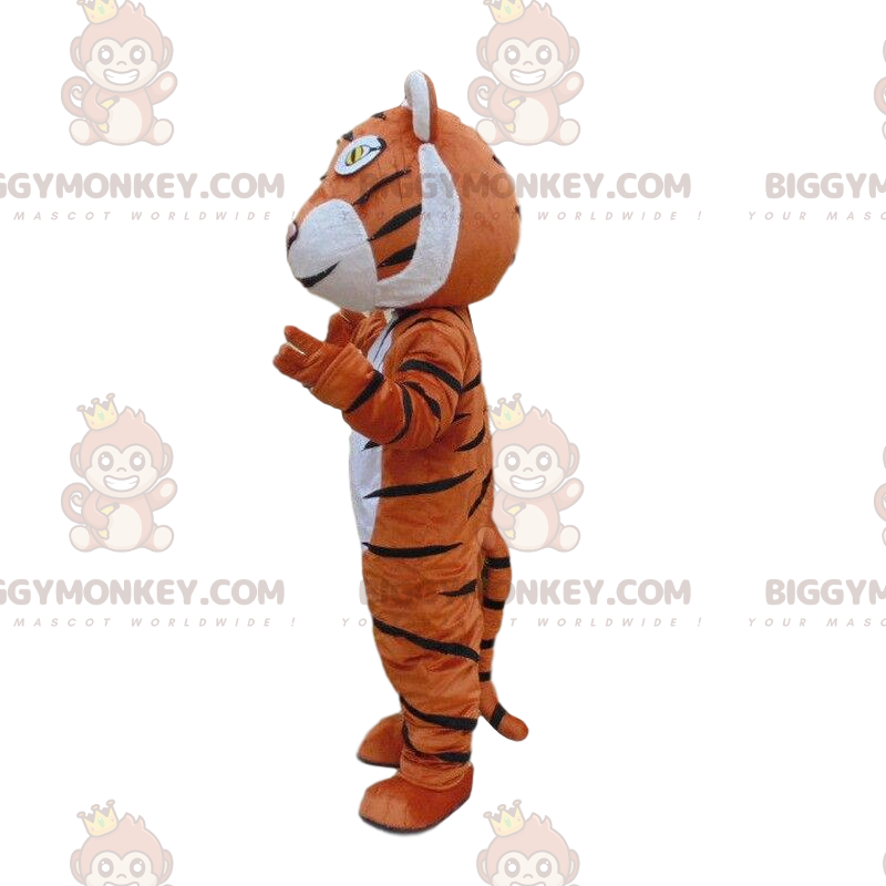 Kostým oranžový, bílý a černý tygr BIGGYMONKEY™ maskot, kostým