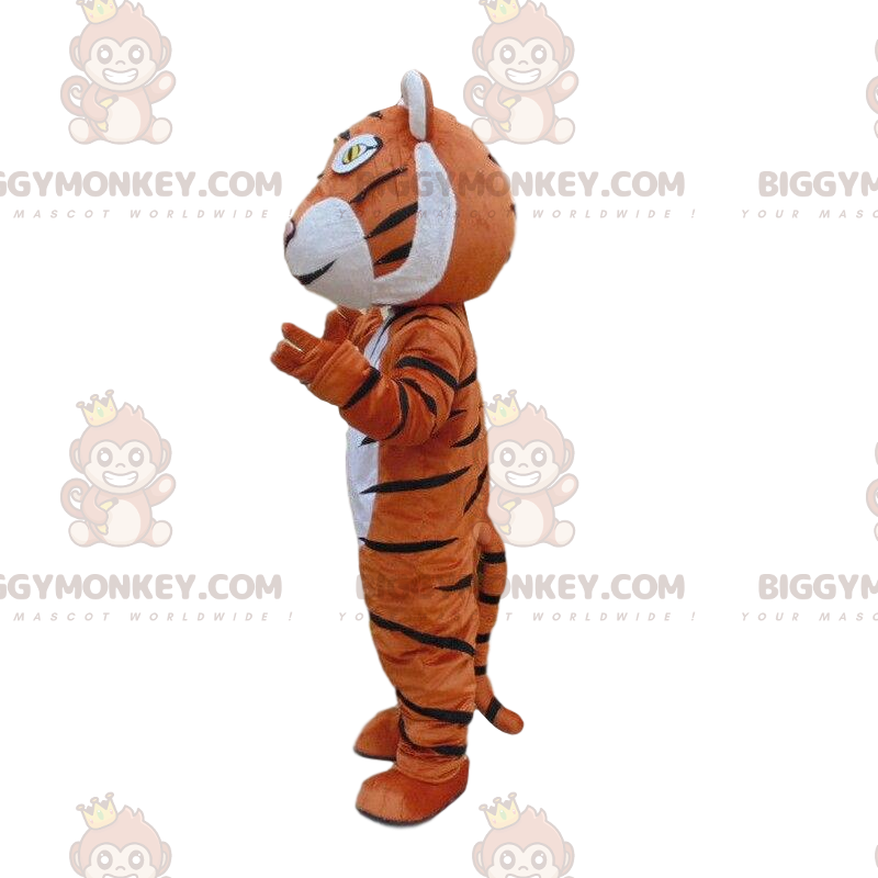 Πορτοκαλί, λευκό και μαύρο κοστούμι μασκότ Tiger BIGGYMONKEY™