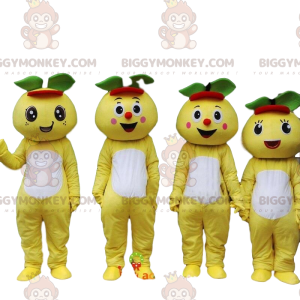 4 BIGGYMONKEY's grapefruitmascottes, 4 gele fruitkostuums -