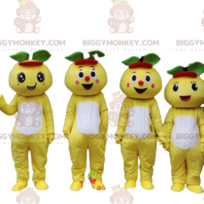 4 maskotki grejpfruta BIGGYMONKEY™, 4 kostiumy żółtych owoców -