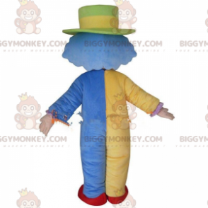 BIGGYMONKEY™ färgglad clownmaskotdräkt, cirkusdräkt, akrobat -