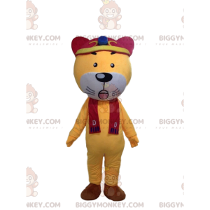 BIGGYMONKEY™ costume da mascotte di tigre gialla e bianca