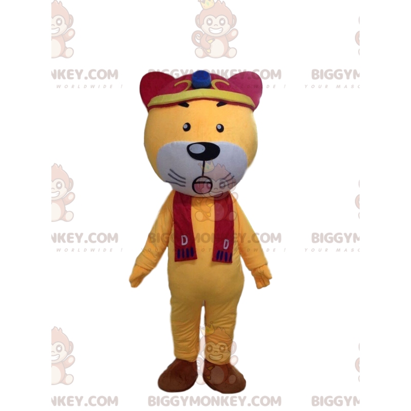 BIGGYMONKEY™ costume da mascotte di tigre gialla e bianca