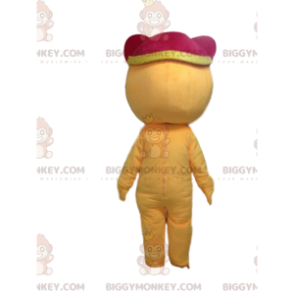 BIGGYMONKEY™ mascot costume of yellow and white tiger, lucky