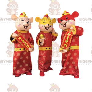 3 BIGGYMONKEY™s Maskottchen mit bunten Mäusen, Kostüme zum