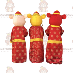 3 mascottes BIGGYMONKEY™ de souris colorées, costumes nouveaux