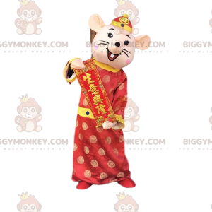 Maus BIGGYMONKEY™ Maskottchenkostüm im asiatischen Outfit