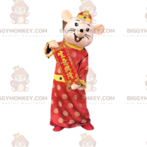 Maus BIGGYMONKEY™ Maskottchenkostüm im asiatischen Outfit