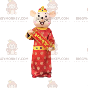 Maus BIGGYMONKEY™ Maskottchenkostüm im asiatischen Outfit