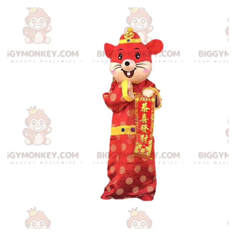 Czerwono-żółta mysz BIGGYMONKEY™ Kostium maskotka azjatycki