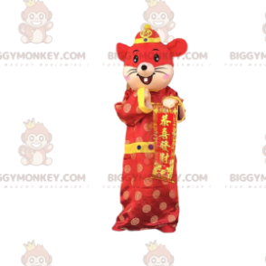 Costume de mascotte BIGGYMONKEY™ de souris rouge et jaune en