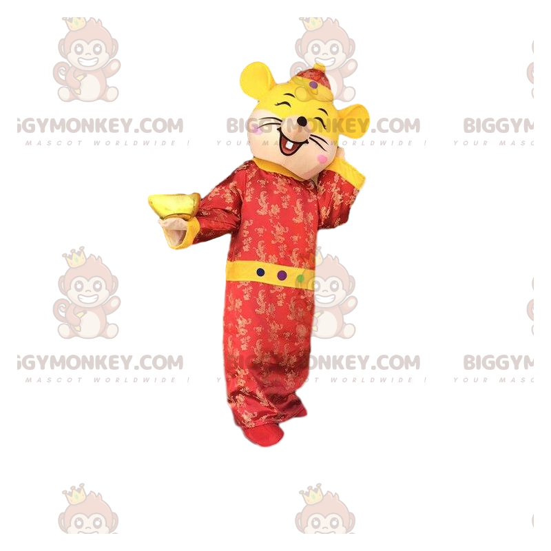 Kostým maskota žluté a červené myši BIGGYMONKEY™, veselý kostým
