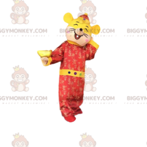 Costume mascotte BIGGYMONKEY™ topo giallo e rosso, costume