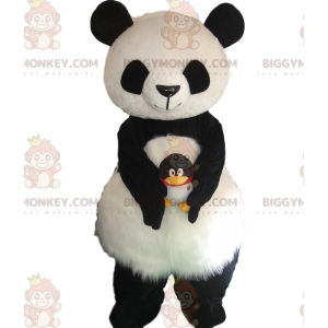 Kostým maskota BIGGYMONKEY™ černá a bílá panda, měkký a