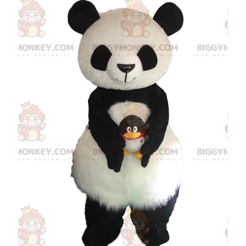 BIGGYMONKEY™ costume mascotte panda bianco e nero, morbido e