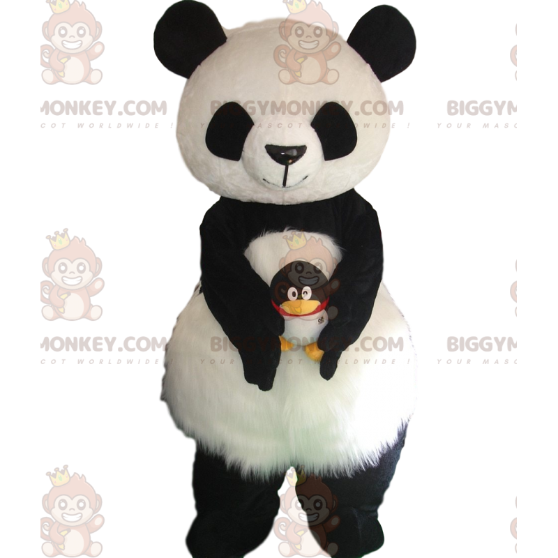 BIGGYMONKEY™ Maskottchenkostüm schwarz-weißer Panda, weich und